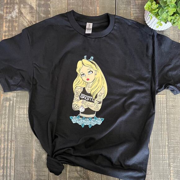 Punk Princess Crewneck T-Shirt Goth Alice, Tattooed Princess - Picture 2 of 3